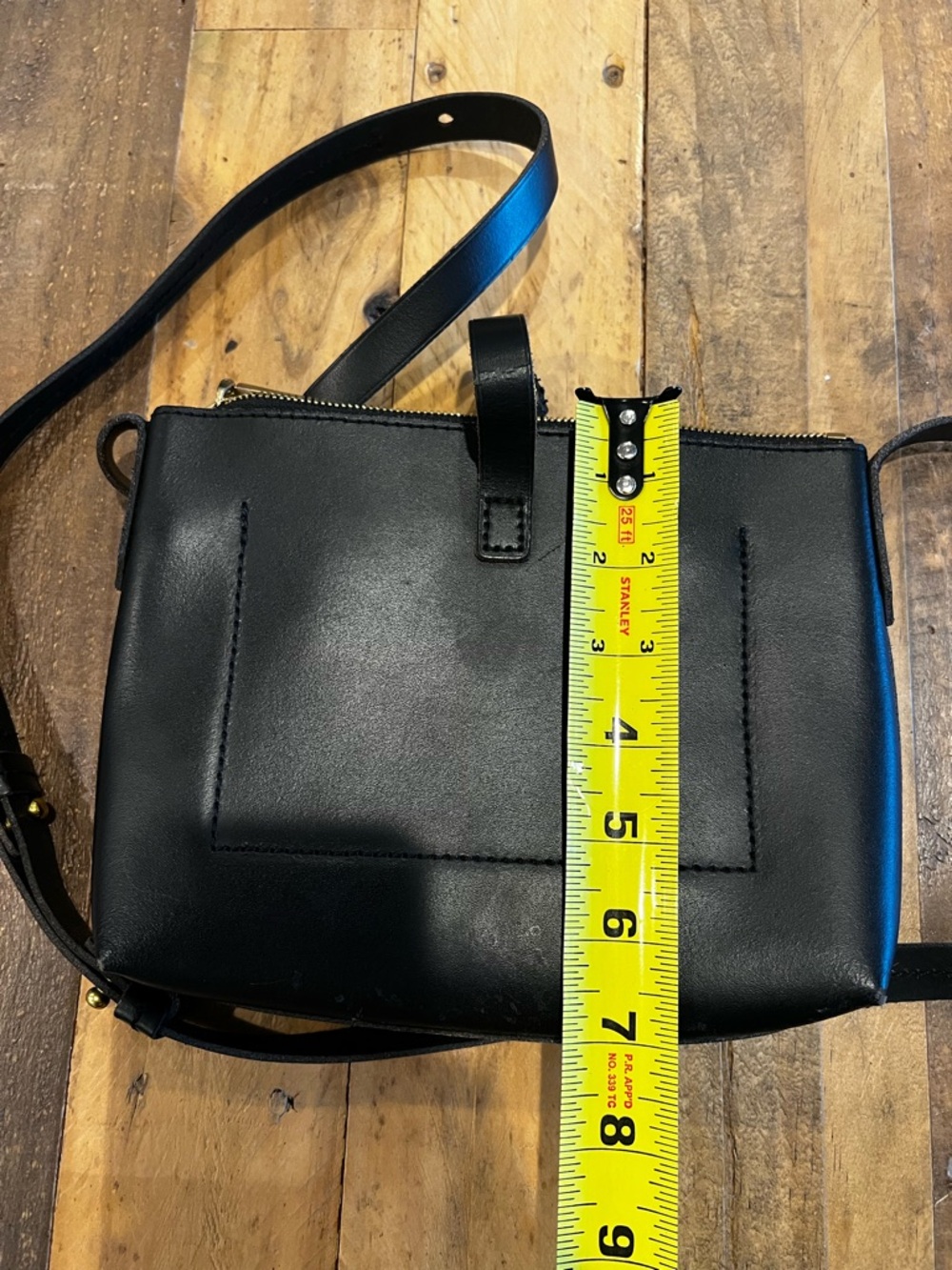 J.Crew Black Leather Crossbody Bag Minimalist Gold Hardware EUC - Picture 7 of 7